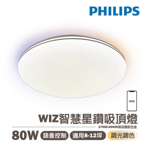 【飛利浦】LED WiZ 80W 智慧照明 吸頂燈 星鑽版 PW012